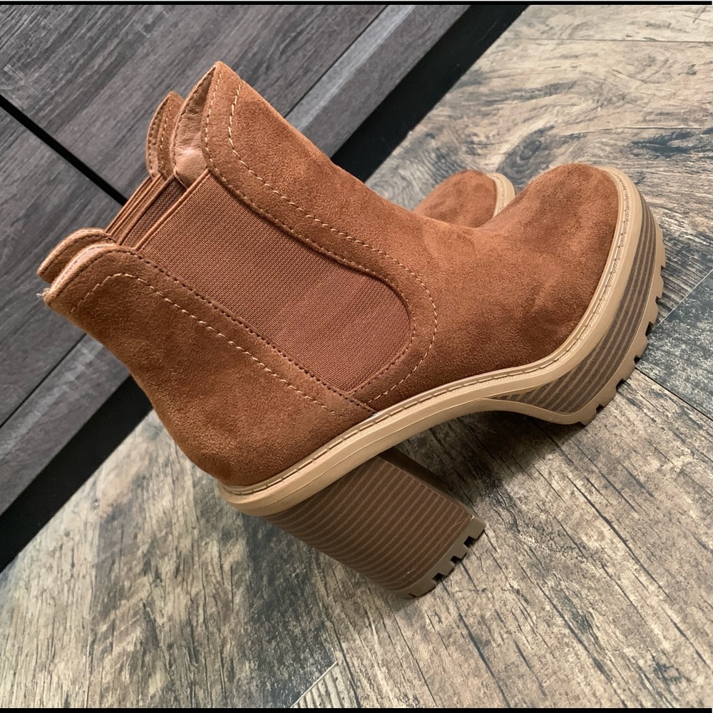 Chestnut platform booties